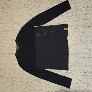 Emporio Armani Black Long Sleeve Spellout Logo Shirt